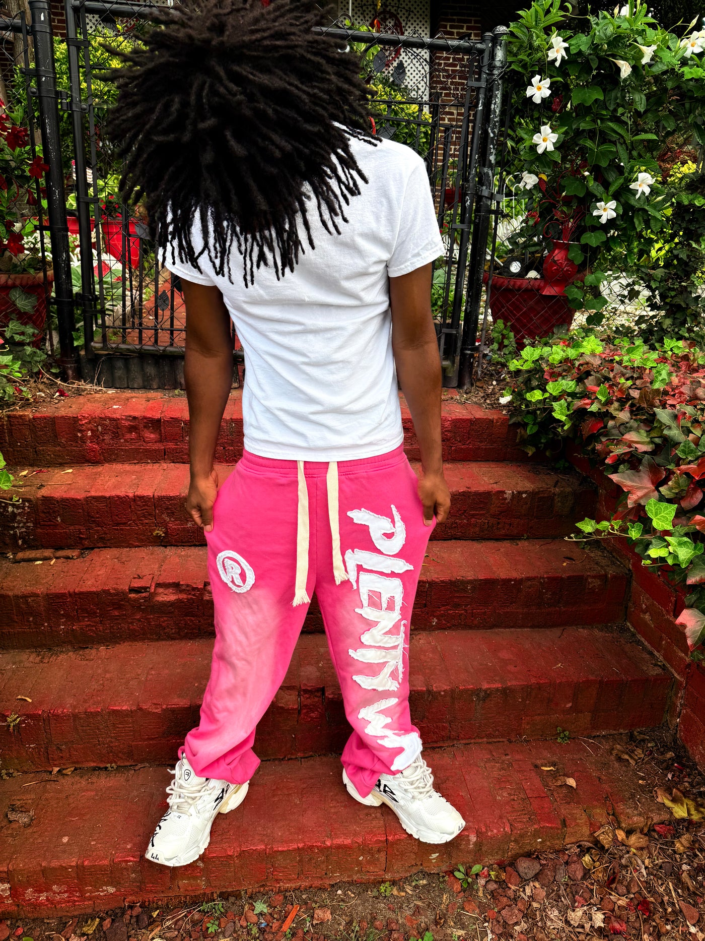 Pink Embroidered Print Sweats