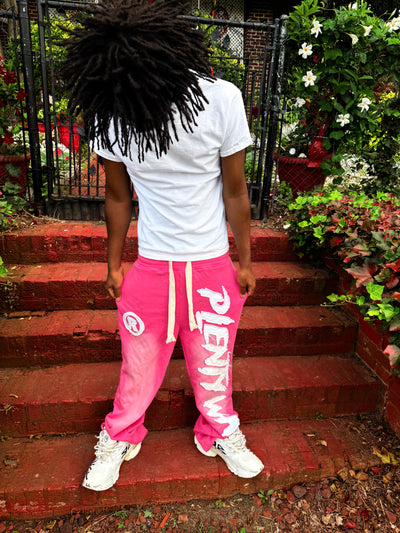 Pink Embroidered Print Sweats
